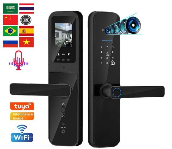 Serrure intelligente avec caméra porte ouverte sans clé